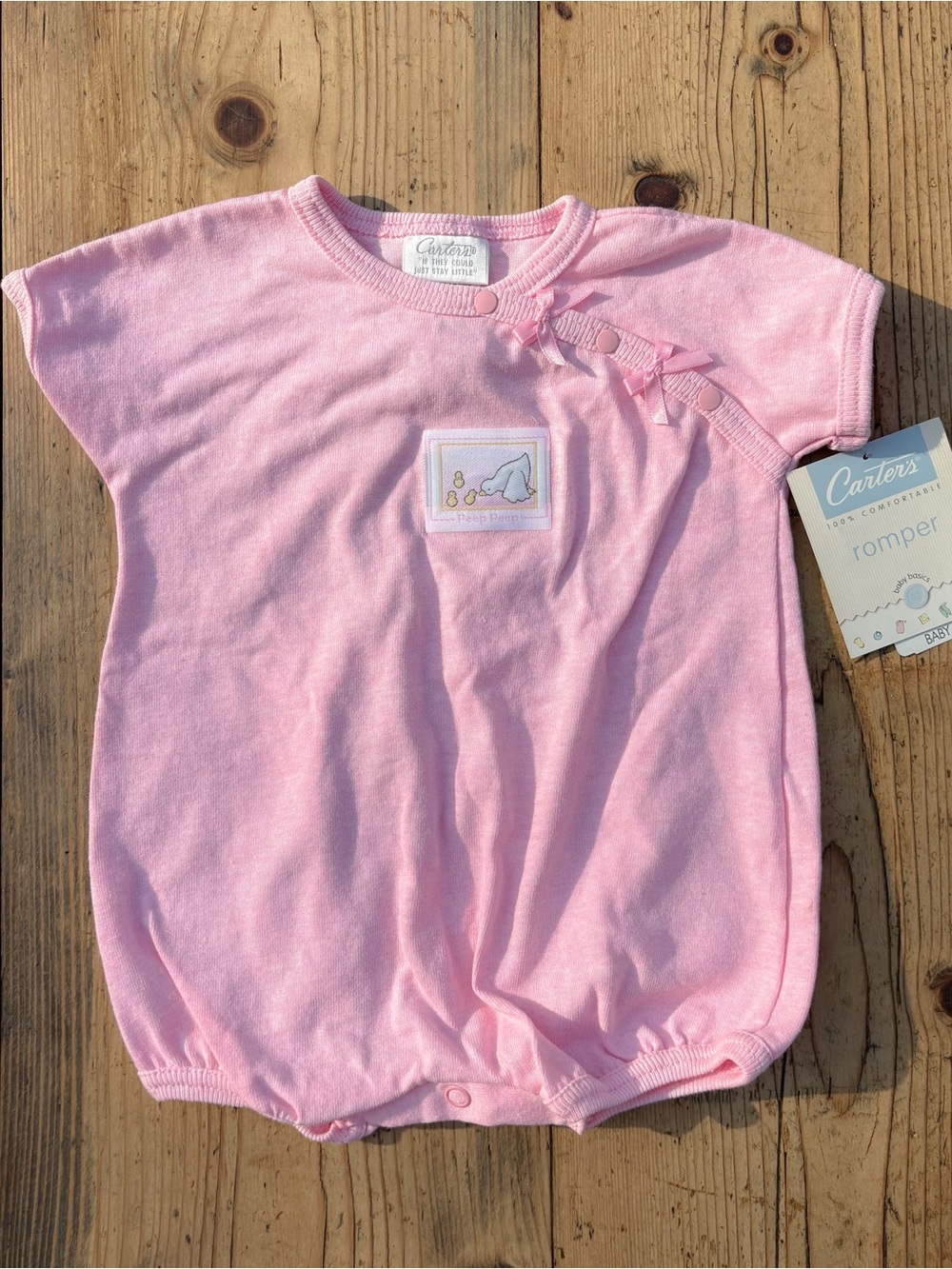 VTG Carter's Light Pink Baby Romper with Embroidered Patch